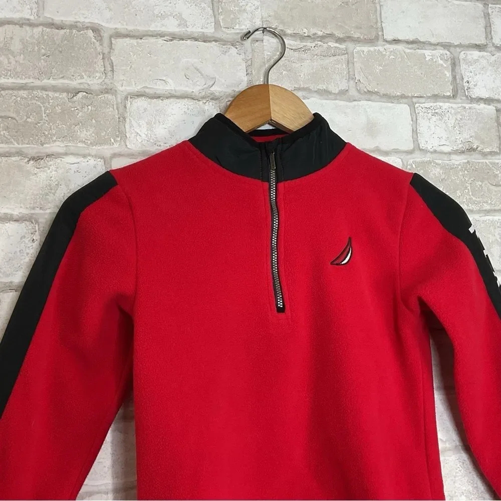Nautica Kids Red & Black Quarter-Zip Sweater Size 7